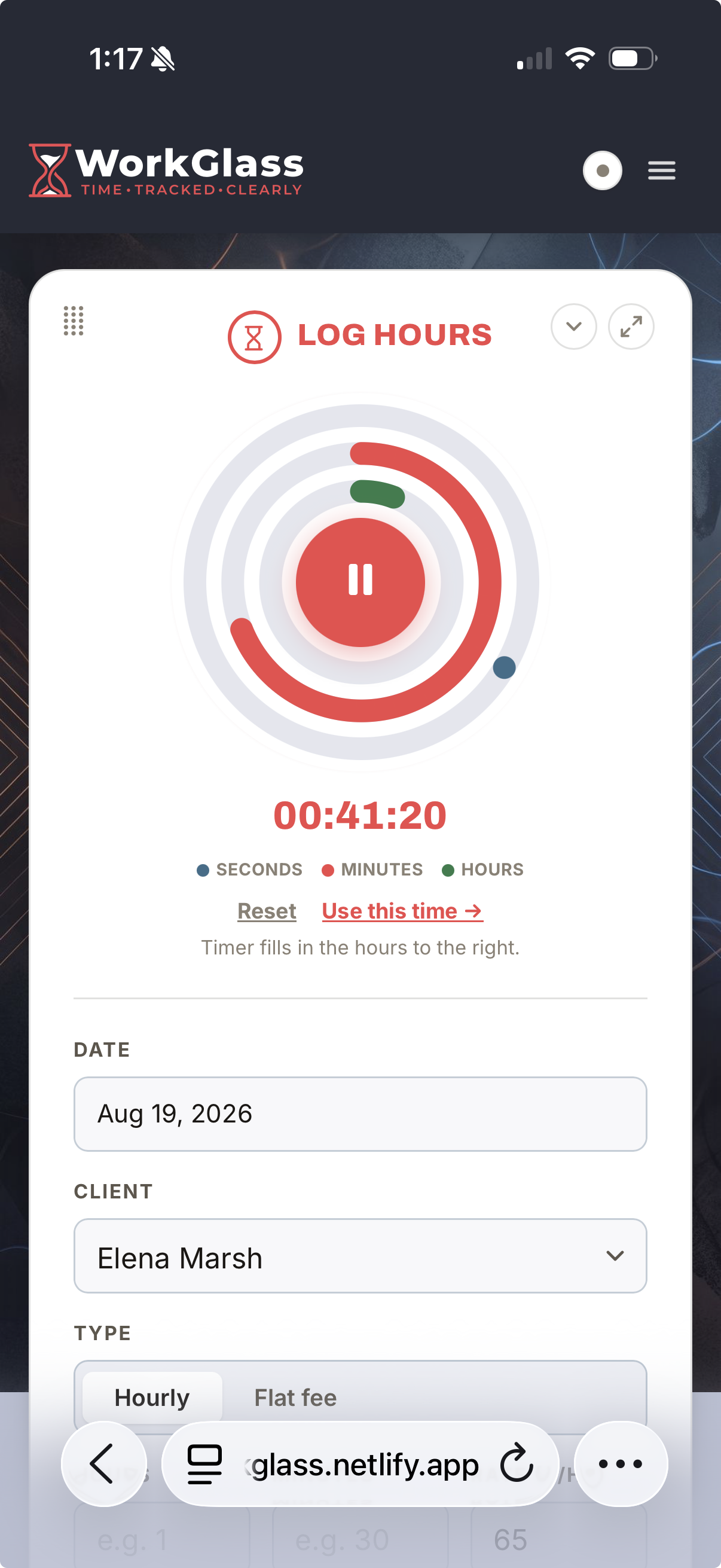 WorkGlass screen
